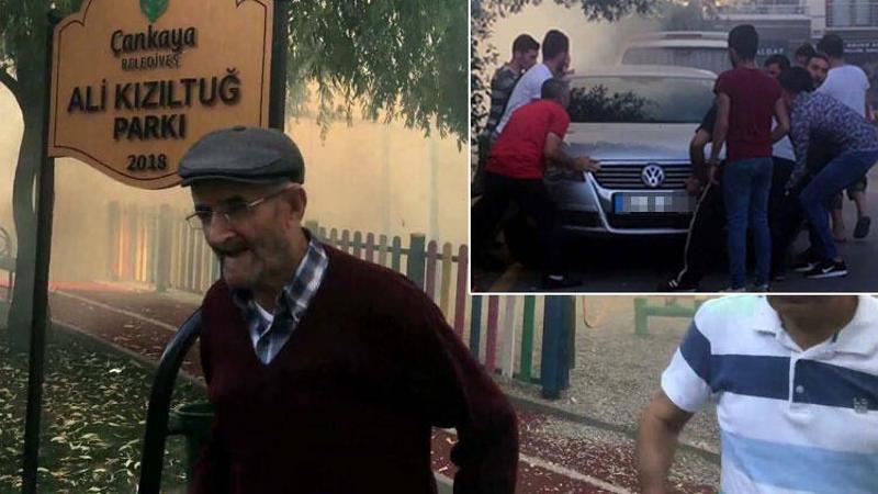 Ankara'da park alanında yangın: Otomobilleri kucaklayıp taşıdılar