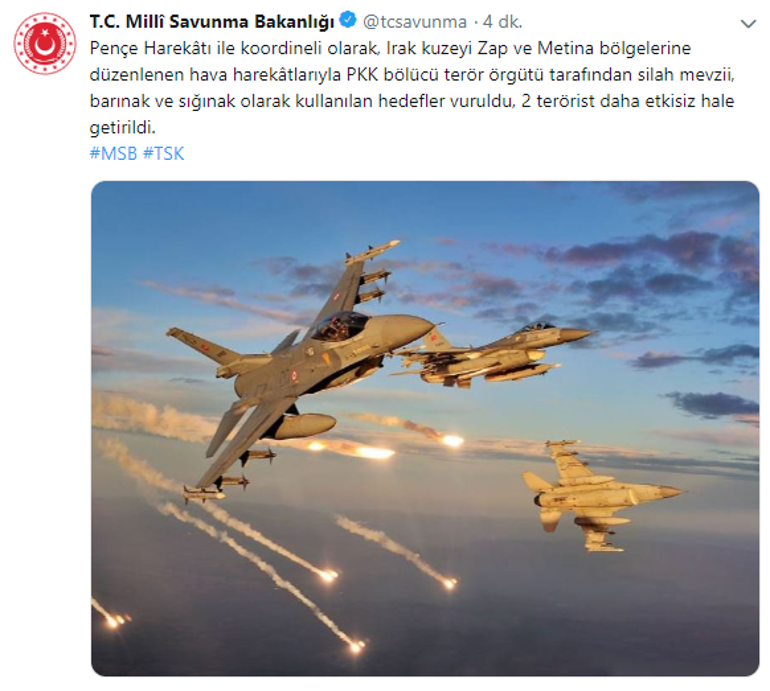 Son dakika... Bakanlık açıkladı: Hedefler vuruldu, 2 terörist öldürüldü